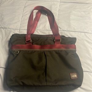 The North Face laptop shoulder bag black and burgundy